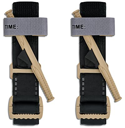 RHINO RESCUE Tourniquets, Einhändig Erste-Hilfe-Set für Notfallblutungen, Militärischer, Lebensrettender Nofallsanitäter für Gefechte im Freien Feld Taktisch mit Kunststoffwinde, 2PCS Schwarz