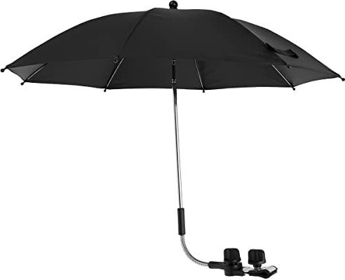 Pram Parasol 360° UV Protection Pram Umbrella with Adjustable Clamp and Flexible Arm Waterproof Baby Stroller Umbrella Sun Shade Canopy Universal for Pram Pushchair Buggy Baby Carriage(75cm,Black)