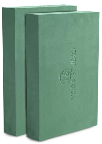 Yoga Studio Lot de 2 blocs de yoga antidérapants en EVA - 30 cm x 20 cm x 5 cm - Accessoire d'exercice léger (vert sauge)