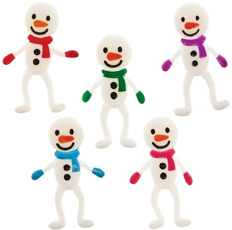 Baker Ross FX606 Schneemänner-Stretchies - Packung mit 10, Weihnachts-Partytütenfüller für Kinder