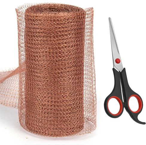 20 Feet Pure Copper Mesh Rodent Pest Control, Comes with scissors Copper Fine Wire Mesh Roll for Rat Snail Slug Birds Insect Deterrent for Garden Keep Your Garden Pest-Free Pure Copper Mesh Filter