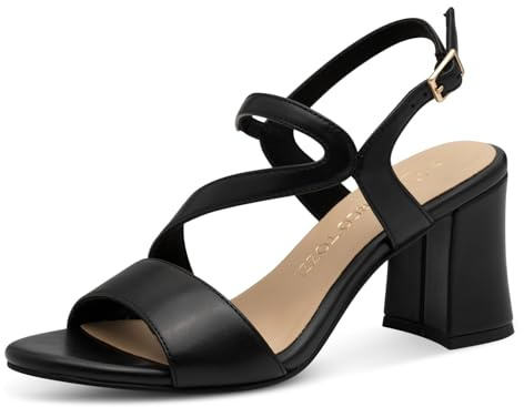 MARCO TOZZI Damen Sandalen mit Absatz Elegant mit Glitzerdetails, Schwarz (Black), 39 EU