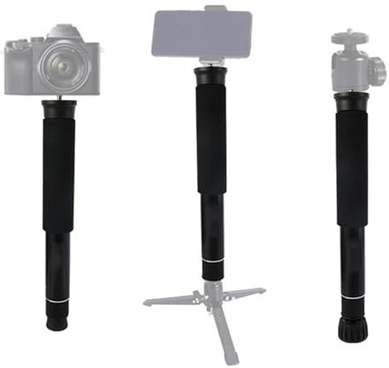 Monopié para Cámara de 8 Secciones, monopié Portátil Compacto de Aleación de Aluminio, monopié de Viaje Ligero Extensible con Almohadillas para Pies Desmontables, Carga Máxima 5 Kg