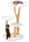 SOARS Kratzbaum Holz, Katzenbaum mit 3 natürlichen Birnbaumstämmen, Katzenbett & Plüschflächen, Katzenkratzbaum mit Spielball, Juteseil, Katzenmöbel, mehrstöckig, 59 x 49 x 110cm