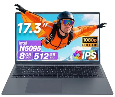XYPLOXZ 17 inch Laptops,11th Generation Processor N5095 4C 4T(up to 2.9Ghz),8GB DDR4 RAM 512GB SSD,Windows 11 Laptops, 1920 x 1080 Display, USB-C(Data), WiFi5,BT