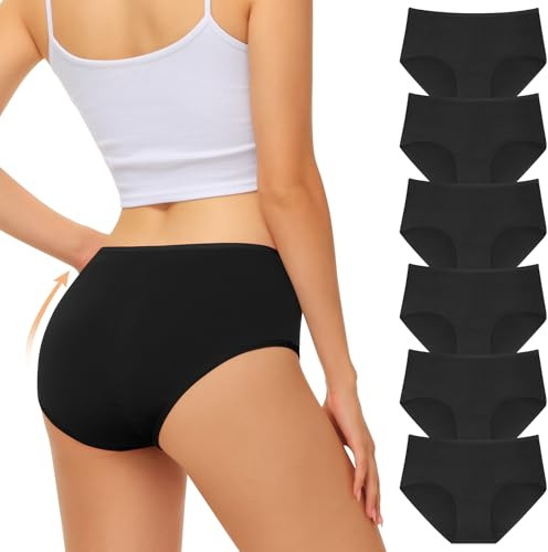 FALARY Unterhosen Damen Baumwolle Atmungsaktiv 6er Pack Unterwäsche XS-3XL | Bequeme und Weiche Silps Damen,Stabil Strapazierfähig und Pflegeleicht, Elastischer Bund für Stundenlangen Sitz