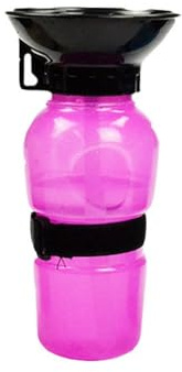 Rocky Green Bouteille d'eau portable pour chien, distributeur d'eau étanche avec bol pliable – Parfait pour la marche, la randonnée, les voyages (600 ml, bleu/rose/gris) (rose)