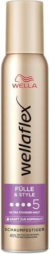 Wellaflex Folle & Style Schiuma resistente per donne, fino a 24 ore, tenuta ultra forte, per capelli pieni e voluminosi, delicato sul cuoio capelluto, dermatologicamente testato, privo di silicone,