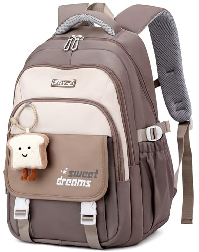 Makukke Schulrucksack Teenager, Schulranzen Mädchen 5.klasse 30L Stauraum Schultasche, Wasserdicht Rucksack Schule Lässiger Kinderrucksack mit Süßem Anhänger
