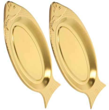 OUNONA 2pièces Plateau Poisson Inox Lot Pour Cuisson Vapeur Grillage Et Service Grand Capacity Plateau Métal Multifonction Facile à Nettoyer Pour Repas Familiaux