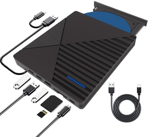 EOKEKE Lecteur CD DVD Externe pour PC, CD/DVD +/-RW Graveur Enregistreur USB 3.0 et Type-C, Portable Mince Graveur DVD Externe Player pour Windows PC Laptop Desktops 10/8/7/XP/Vista/Linux/Mac OS