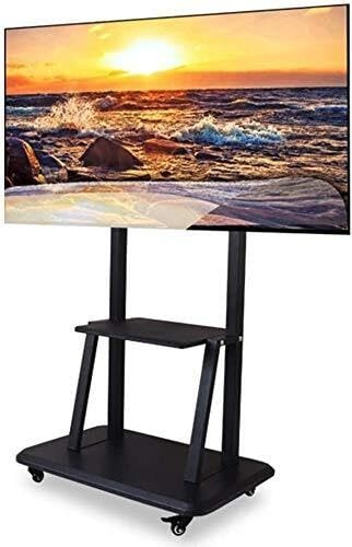 FBSHAD TV Stand with Wheels, Adjustable Mobile TV Cart for 60-100 LCD Plasma Screens, Supports Up to 100KG, Height Adjustable, Sturdy Steel Frame