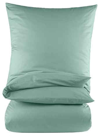 BaSaTex Bettwäsche Set Renforcé, 2-TLG., 135 x 200 cm, Salbei
