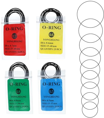 HJZHII Juego de juntas de reloj, 0,5 mm/0,6 mm/0,7 mm/0,8 mm, junta tórica para reloj, cubierta trasera, anillo de sellado, junta de goma impermeable, accesorio para reparación de relojes