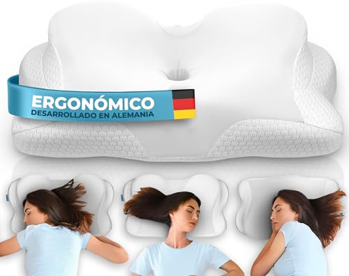 Glückstoff® Almohada Ergonómica [Nominado al Premio Innovación Ergonomía] Almohada Memory Foam | Almohada Cervical Ergonómica Rodillo Cervical Almohada para Dormir de Lado Blanco