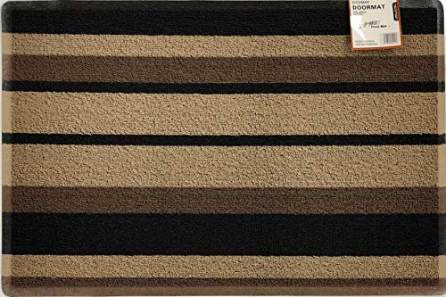 Nicoman Noodle Doormat, Dirt-Trapper, Barrier Door Mats, Spaghetti, Brown/Beige/Black Stripes, 90x60cm (35.5X 23.6inches)