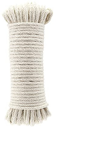 Amazon Basics Corda intrecciata di cotone naturale, multiuso, filo per stendere il bucato, 4,5 mm x 15 m, colore: avorio