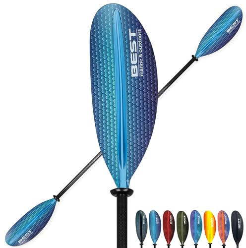 Best Marine and Outdoors Kayak Paddle, Carbon Fiber Shaft & Fiberglass Reinforced Polypropylene Blades, 220cm, 234cm, 250cm, Lightweight Kayak Paddles for Adults (Blue Prism)