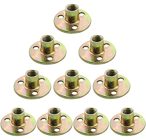 Pamtns 10 Stück Flanschmutter T-Mutter M10 Einschlagmutter Einschraubmutter Hülsenmutter 3-Loch für Befestigung von Möbeln