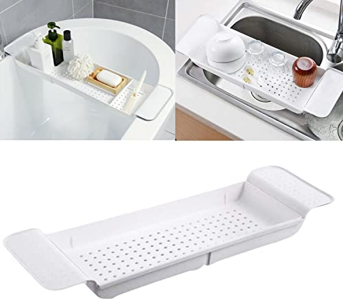Extendable Plastic Bath Rack Tray Bath Tub Caddy Telescopic Drain Bathtub Bathroom Shower Organizer Bath Basin Storage Rack