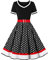 Rockabilly Kleider Damen 50er Jahre Petticoat Kleid Vintage Audrey Hepburn Kurzarm V-Ausschnitt Polka Dot Swing Coctailkleid Hochzeit Gast Festlich Knielang Sommerkleid Abendkleid Schwarz M