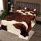 Rindsleder Tagesdecke Kuh Braun Beige Weiß Gesteppt Western Rindsleder Tagesdecke Bauernhoftierfell Zimmer Dekor für Kinder Teenager Männer Frauen,Aztekisches Kuhfell Tagesdecke Quilt-Set,240x260