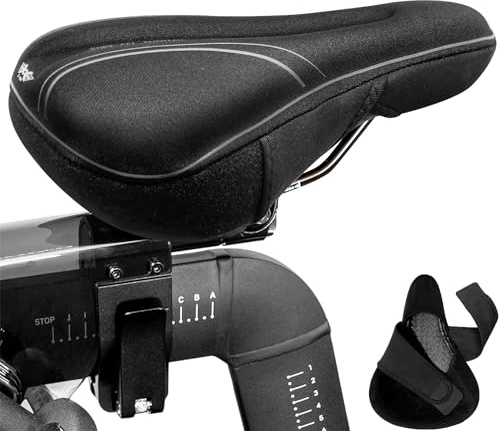 X WING Gel Padded Bike Seat Cover fits Peloton, Peloton Bike+, City, Road & Mountain, Bike Seat Cushion Comfort for Men and Women, Soft Bicycle Seat Cover with Cross-Stitch Velcro Straps