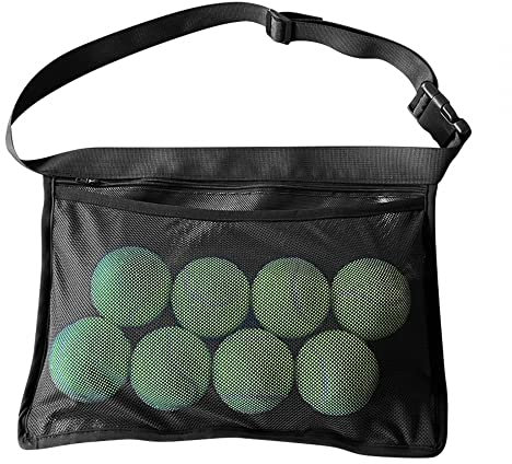 MiOYOOW Tennisballtasche, Elastisch Einstellbar Tennisball Bandhalter Multifunktionale Tragbar Hüfttasche für Tennis-Unterricht, Training, Ballmaschinen Reisen Strand (Platz Für 6-8 Tennisbälle)