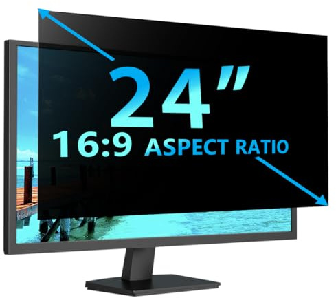 STARY Filtro de pantalla de privacidad de computadora de 24 pulgadas, filtros de privacidad universales para monitor de computadora, relación de aspecto 16:9 (ancho x alto:531 mm x 298 mm), protector