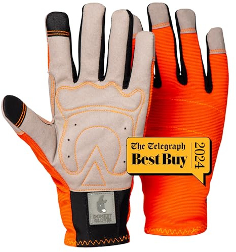 Donkey Gloves Multipurpose Gardening Gloves for Women & Men - Tough but Soft, Fitted Feel, Padded Work Gloves, Touch-tech, Bramble & Nettle Proof, Vegan, Machine Washable (Medium 7-8)