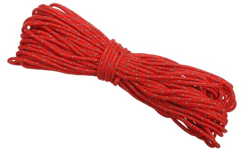 PATIKIL 65 Feet Reflective Guyline Camping Paracord, 2mm Tent Cord Guyline Rope Nylon Paracord Rope for Camping Tent Tarp Hiking, Red (20M)