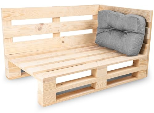 bananair - Cuscini per Pallet - Tessuto Idrorepellente e Anti-UV - Molto Confortevole, Imbottito in Schiuma - Cuscini per Divano Esterno Giardino (Cuscino Angolare 60x40 cm, Grigio)