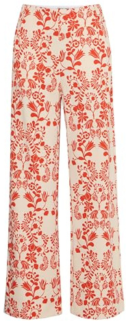 ICHI Ihkate Print Wide Pa5 Pantaloni Casual da Lavoro, 204178/Fiesta Flower AOP, M Donna