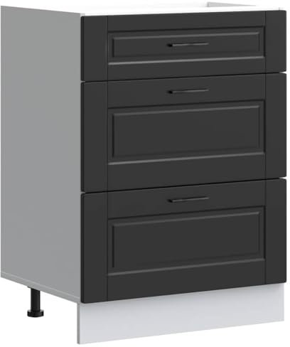 vidaXL Küchenunterschrank Porto Schwarz Holzwerkstoff, Spülenunterschrank, Küchenschrank, Küchenzeile, Unterschrank für Küche, Schrank Küche