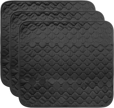 Återanvändbar inkontinensunderlägg, tvättbar, 54 x 56 cm, 3 läckagesäkert amningsinlägg, vattentätt inkontinens, sittdyna för inkontinens med halkskydd, för rullstol, bilstol, soffa, svart