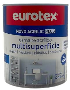 EUROTEX Pintura Multisuperficie al Agua con muy buena adherencia SIN imprimación - Gran resistencia - En Brillante o Satinado - Secado rápido - Ultralavable - Formato 750 ml (Blanco Satinado)
