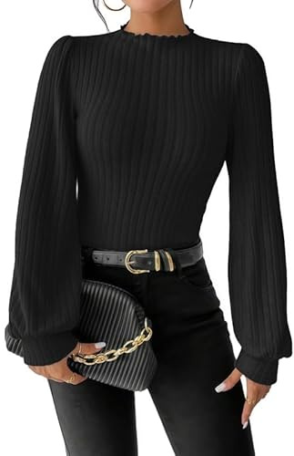 Sukiglam Body Mujer Manga Larga Bodysuit Cuello en Alto/V/Tortuga Elegante Leotardo Tops de Punto Elástico Bodys Tanga Shapewear Suave Cálida Camisa Casual Blusa Rayas Jumpsuit Top Básico Body Vestir
