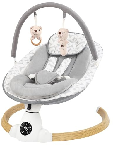 Baby Swing for Infants with 5 Swing Speeds, Portable Electric Baby Swing with Bluetooth, Remote Control & Touch Panel, 5-Point Harness,Indoor & Outdoor Use