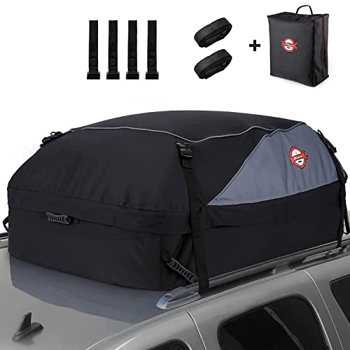 Coffre de Toit de véhicule Sac de Toit Voiture pour Voyage Résistant aux Intempéries 407L 1000D Nylon, 6 Sangles Renforcées, 4 Crochets de Porte pour Les Voyages et Le Transport des Bagages