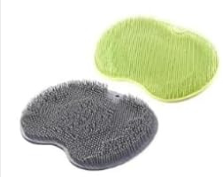 Brosse Dos Douche et Gratte Dos Douche en Silicone, Tapis de Bain Massant pour Nettoyage Exfoliant, Brosse Pieds Antidérapante avec Ventouses, Gris 85g et Vert 85g pour