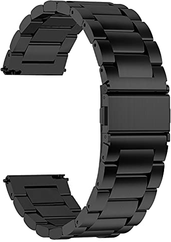 Fullmosa Edelstahlarmband 24mm für Uhr,Smart Watch Metall Uhrenarmbänder mit Schnellverschluss geeignet für Damen&Herren,24mm Schwarz