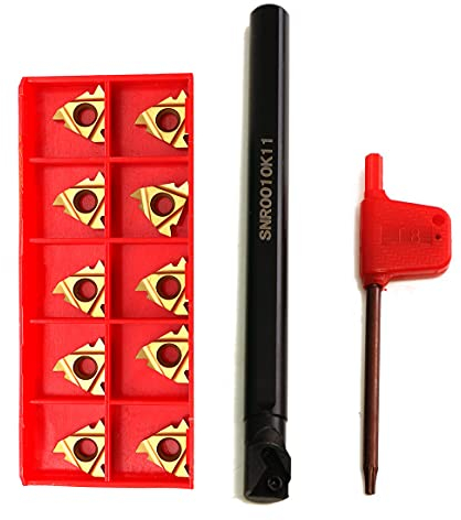 Maizoon CNC Internal Lathe Threading Boring Bar Holder + 10Pcs 11IR A60 Inserts + T8 Wrench CNC Turning Tool Stainless Steel High Grip, Impact Resistance and Strong CNC Lathe Tools DZ05