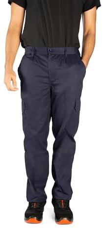 Security Line Essence Pantalones de Seguridad Laborales Cargo Multibolsillos para Hombre Pantalones elásticos de Alta Visibilidad (Azul, 34)