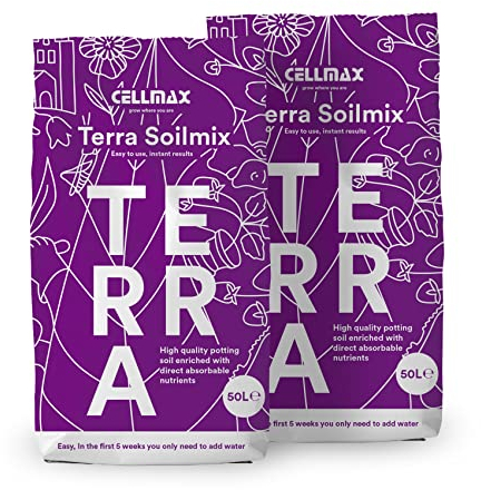 CELLMAX Universal blumenerde | Hochwertige Blumenerde mit Perlit und Dünger | Ausreichend Nährstoffe für 4-6 Wochen | Garantiert schnelles Wachstum und Starke Entwicklung der Pflanze | 24 KG (100L)