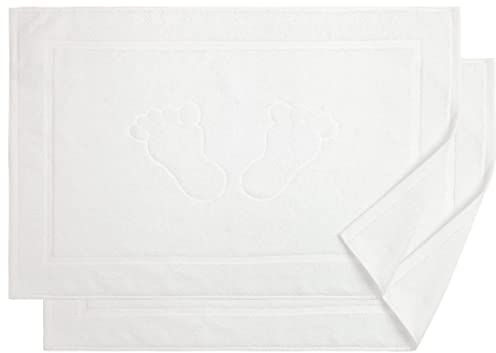 BANANALU 2 Stück Badvorleger Badematte Qualität 100% Baumwolle, Weiss (1000), 50x70cm, 700g/m2