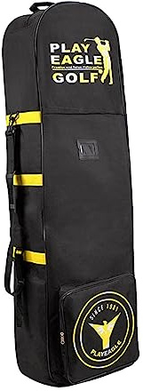 F Fityle Golf Travel Bag for Airlines with Wheels,Golf Bag Cover Large Capacity Zipper Golf Club Luggage Bag Case, Golf Travel Cover for Player, Yellow