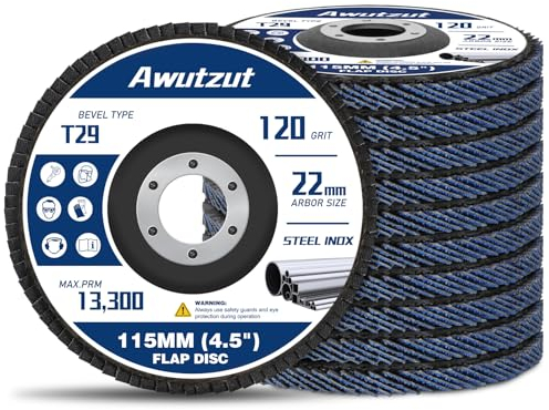 Fächerscheibe 115 mm Korn 120 Lamellenscheiben für Winkelschleifer Metall Holz 12 Stück T29 Schleifmopteller