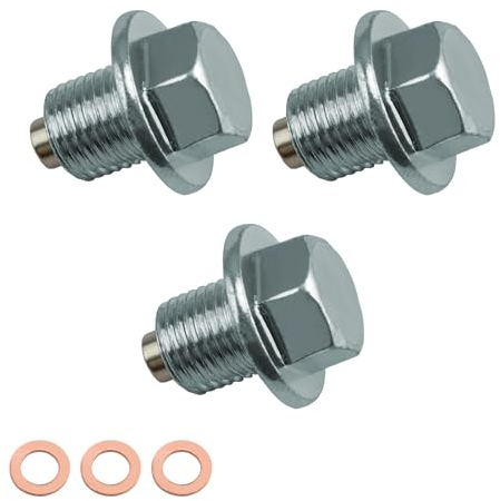 MYLERCT 3er Set Magnetische Ölablassschraube M12 x 1,25 mit Dichtungen, Aluminiumlegierung für Autos, Boote und Motorräder, Effektiv gegen Ablagerungen
