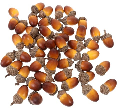 Yuqilin 50 Pièces Brun Clair Glands Artificiels, Plante Artificielle Exterieur, Deco de Table Noel, Décorations de Table Automne, pour Décoration Maison, Décorations Vacances (Type B)