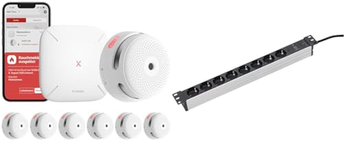 X-Sense XS01-M ProConnected Rauchmelder mit SBS50 Basisstation & as - Schwabe 8-Fach Steckdosenleiste 19“ Rack
